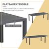 Garden Furniture Set in Aluminium and Textilene Extendable Table 8/12 People 12 Stackable Chairs Grey