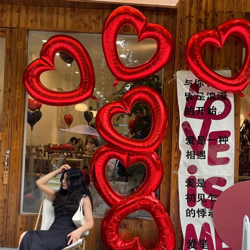 40-Inch Large Hollowed-Out Heart-Shaped Foil Balloons Are Suitable For Valentine'S Day And Weddings
