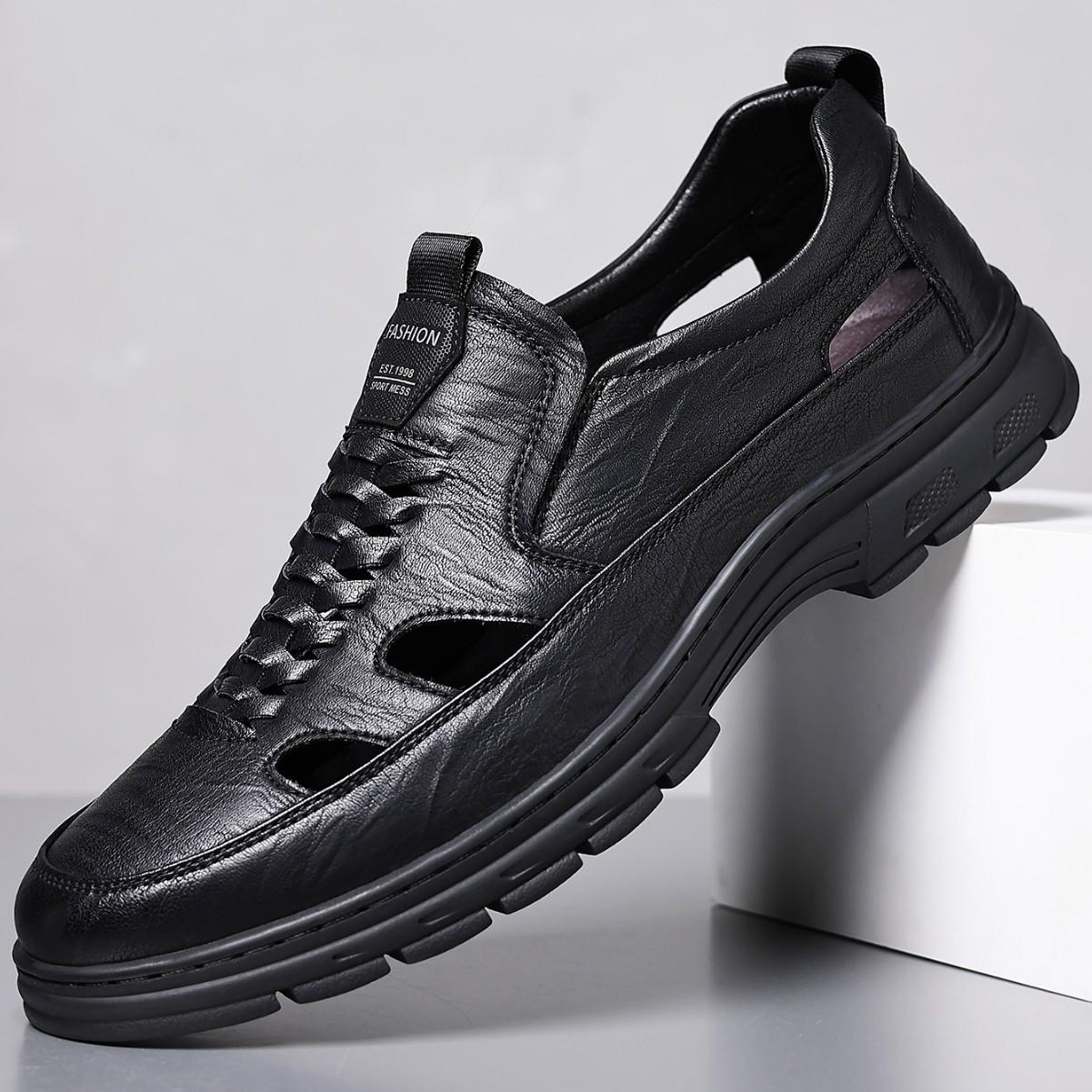 

2025 популярные новые уличные повседневные мужские сандалии дышащие износостойкие сандалии универсальная трендовая модная мужская обувь 39 чёрный