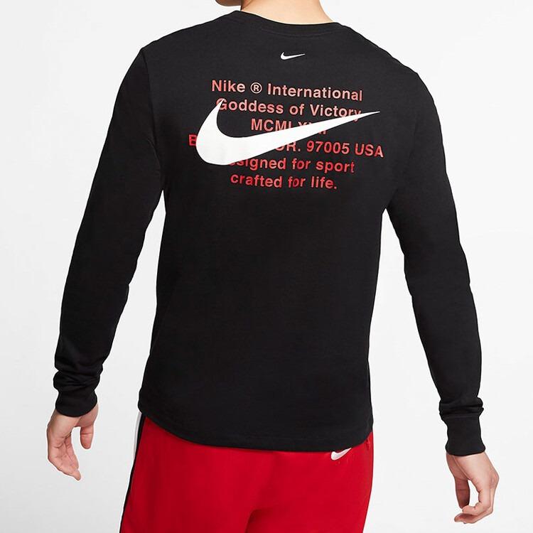 Nike Swoosh Casual Sports Double-Hook Crew-neck Long Sleeve 'Black' DB6156-010