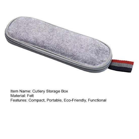 Travel Cutlery Pouch Felt Utensil Organizer Bag with Zipper Compact Fork Spoon Knife And Chopsticks