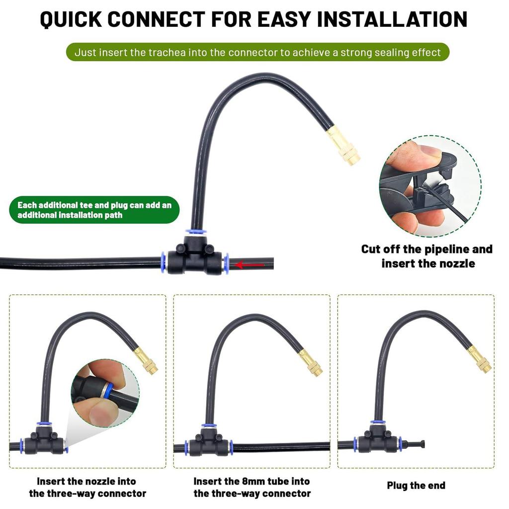 Adjustable Atomizing Nozzle Set for Irrigation, Cooling, and Humidification