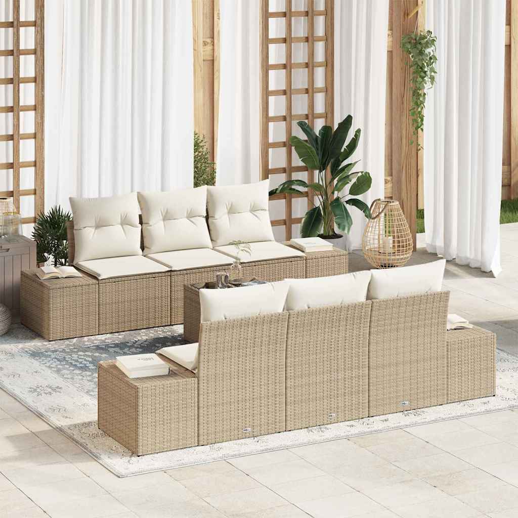 Garden Sofa Set with Cushions 8 Pcs Beige and Cream Poly Rattan