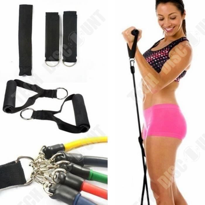 11 Pieces-Set Resistance Tubes Gym Fitness Workout Exercise Handles Yoga Bands Fitness and Bodybuilding Accessories