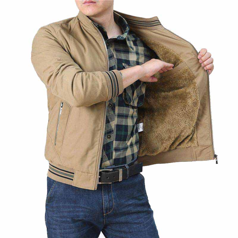 

Мужская зимняя плюшевая утолщенная стойка воротник куртка из чистого хлопка корейский деловой стиль XXXXXL хаки