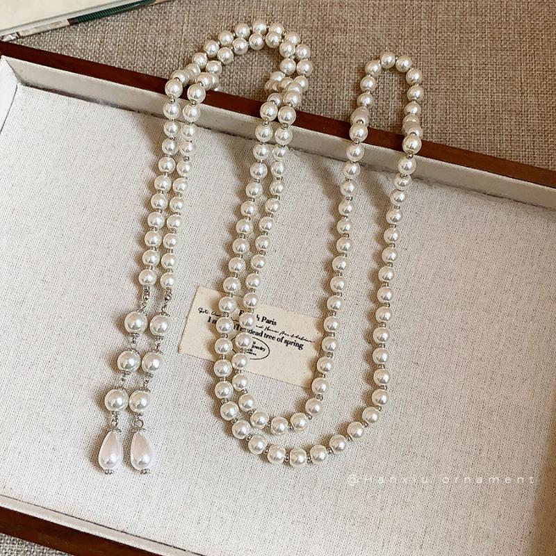 Long Multi Layered Pearl Necklace For Women Temperament Collar Chain Sweater Chain Necklaces Luxury Jewelry Accessories
