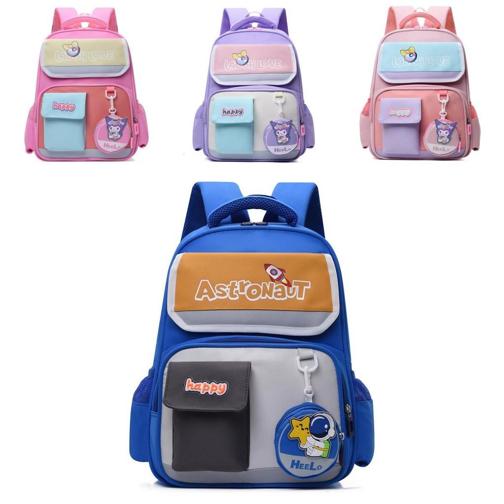 Large Capacity Cute Cartoon School Backpack For Kids In Light Pink And Dark Pink Color Collection
