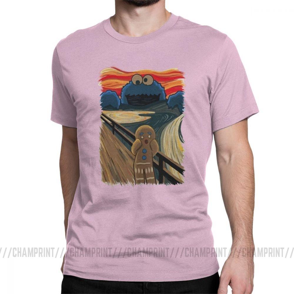 Famous Painting Harajuku Clothing Shouting Screaming Gingerbread Men S T Shirts Sesame Street Tee Shirt Cookie