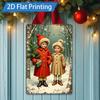 D FLAT pc Metal Sign Christmas Santa Sleigh Reindeer Snowy Night D Metal Art