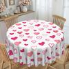 Pink Love Printed Tablecloth, Multi-Size Optional Waterproof Dining Table Cloth, Romantic Decorative Cover For Couples' Anniversary