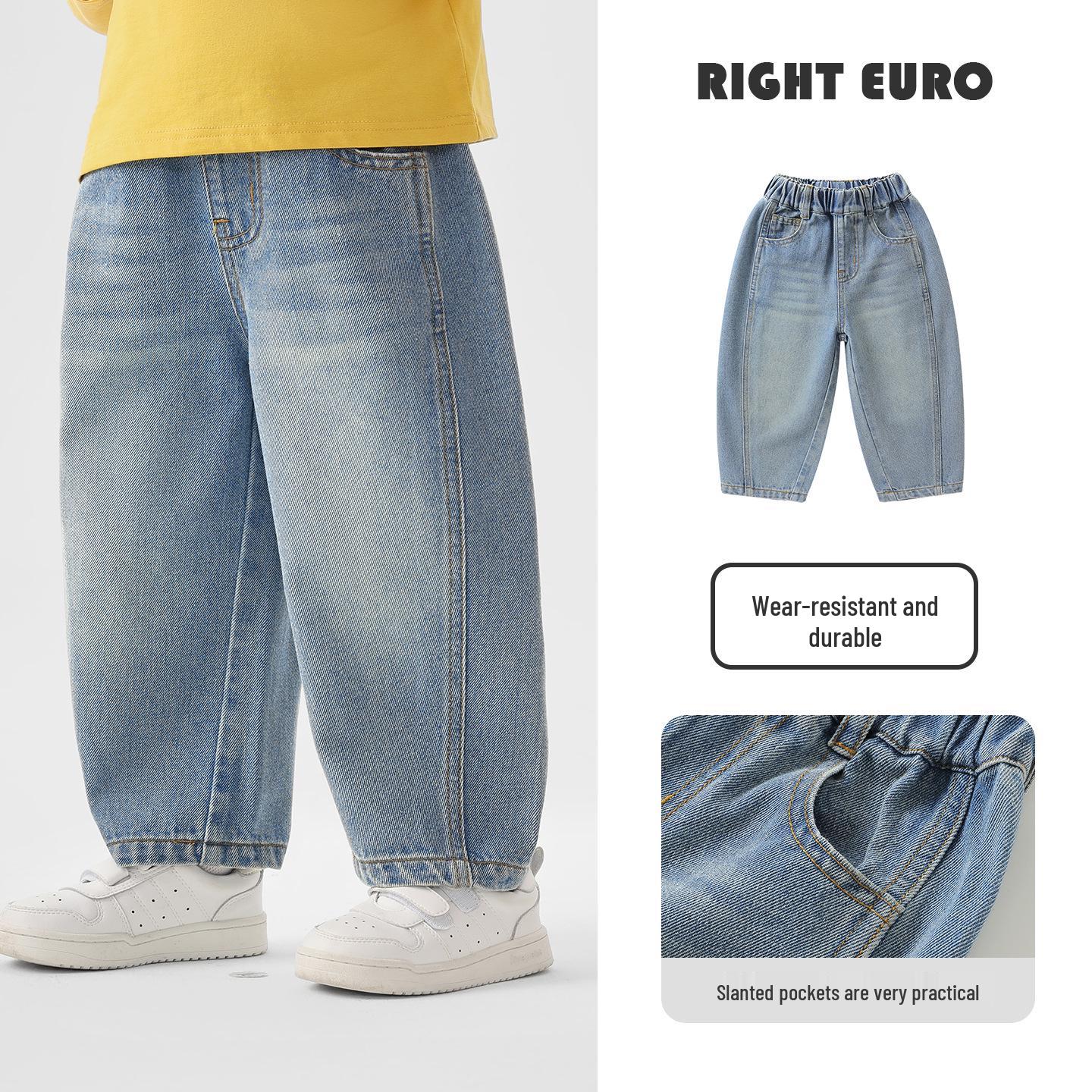 

Spring 2026 European Boys Jeans - Medium & Large Sizes for Children 160cm синій