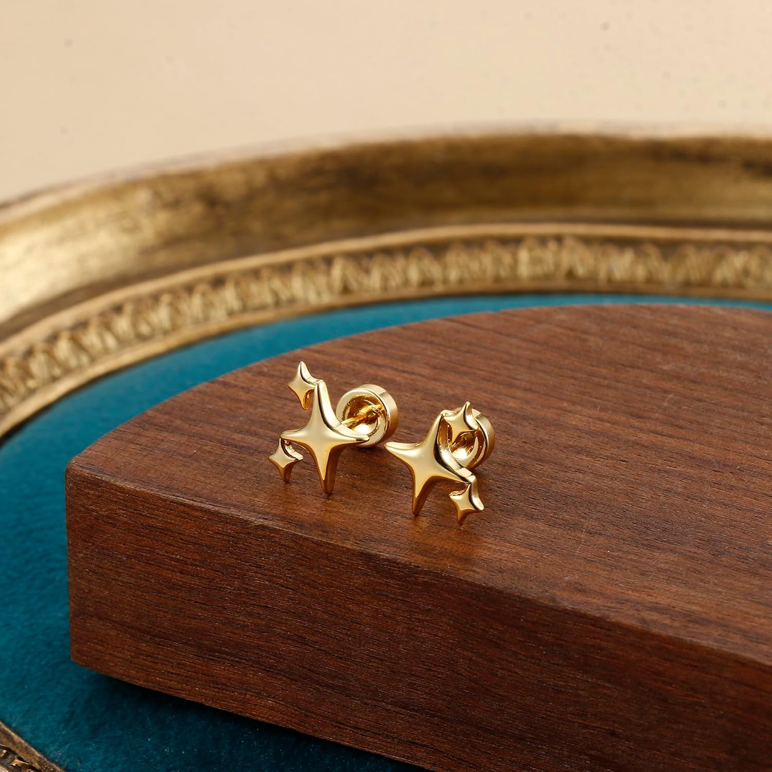 

Drperfect 1 пара серег-пусет с плоской винтовой застежкой, маленькие серьги-звездочки, пирсинг хеликса, хряща, трагуса, циркон для женщин 20G(0.8mm)x6mm