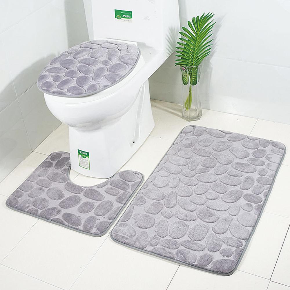 2 buc/Set Pâlnie Cobblestone Baie Baie Covor Covor Anti-alunecare Covor Toaletă Set Nou Covoraș pentru Baie