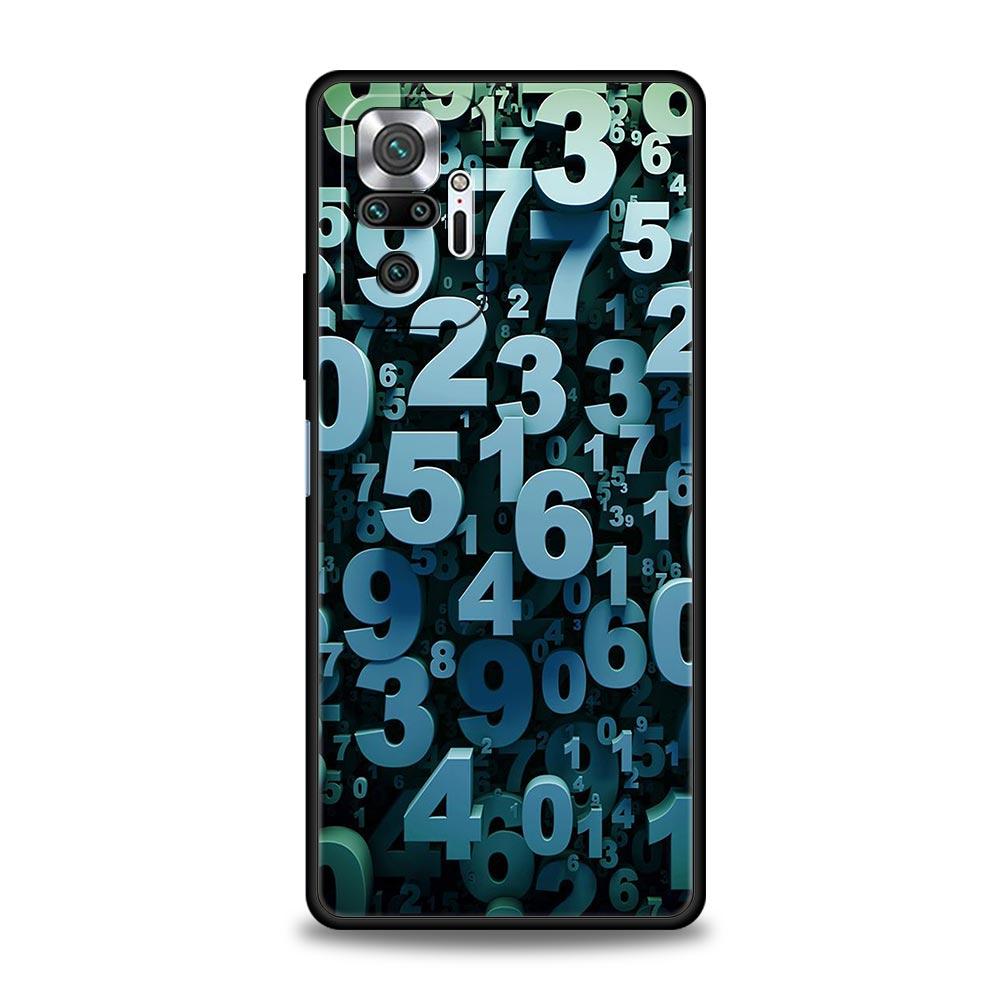 Number Pattern Phone Case Cover for Redmi 14C 10C Note 15 14 13 12 10 11 K40 Pro Plus 5G Soft TPU Shockproof Shell Fundas Capas