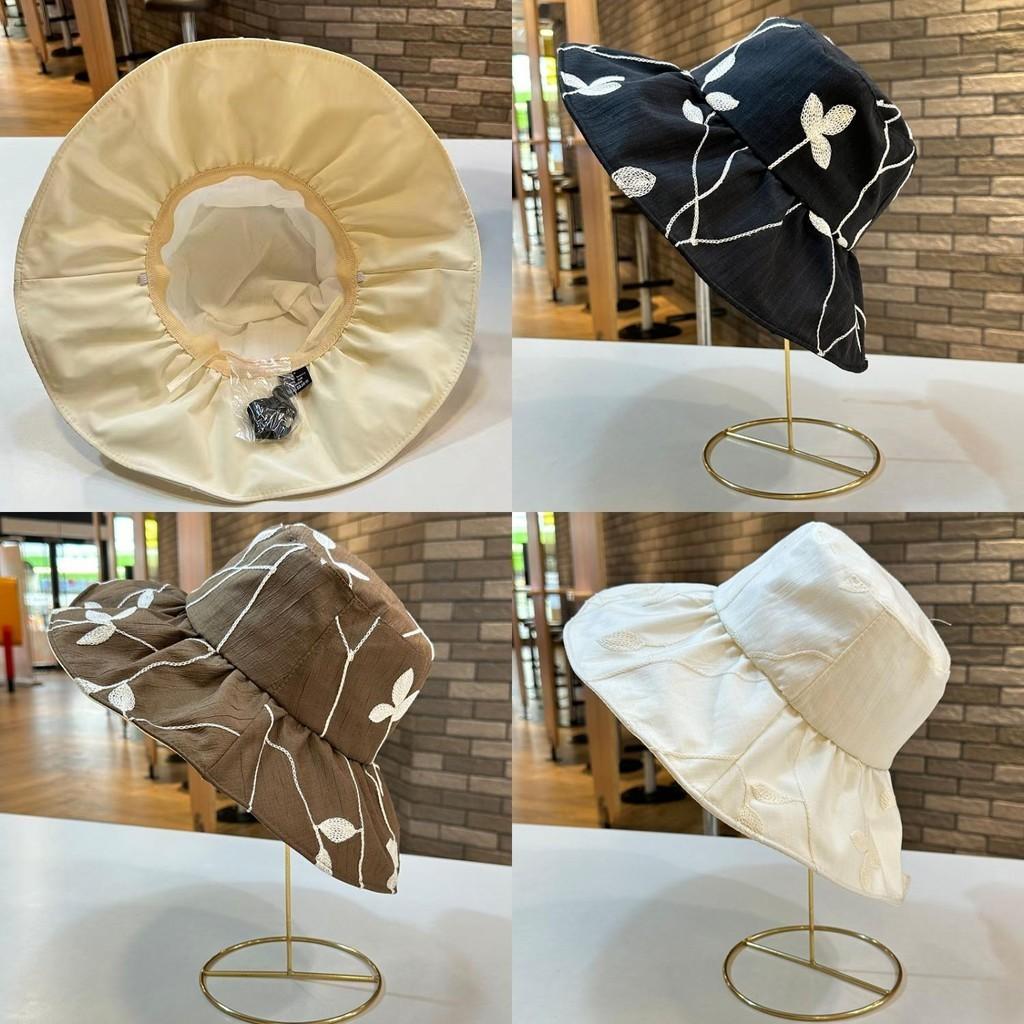 Korean Leaf Pattern Fisherman Hat For Women With Foldable Wide Brim Retro Style Adjustable Size Sun Protection