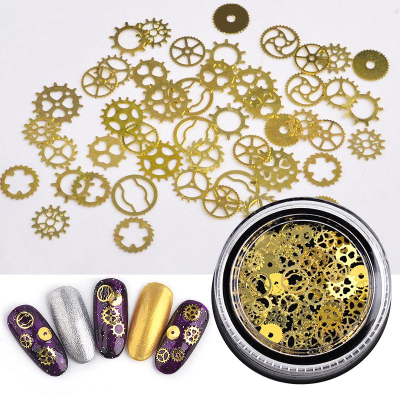 15g/box Nail Art Accessory Metallic Gear Steampunk Mechanical Time Gear & Christmas Decoration Piece DIY Nail Charms Nail Gems Nail Supplies