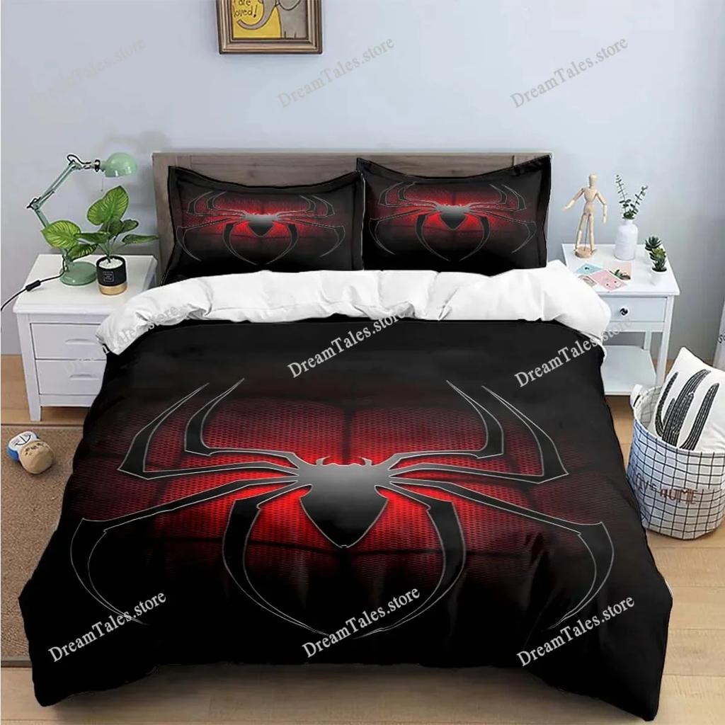 Fashion 3D Exquisite Red Black Spider Anime Digital Printing Bedding Set Duvet Cover Comforter Bed Youth Kids Girl Boys Gift