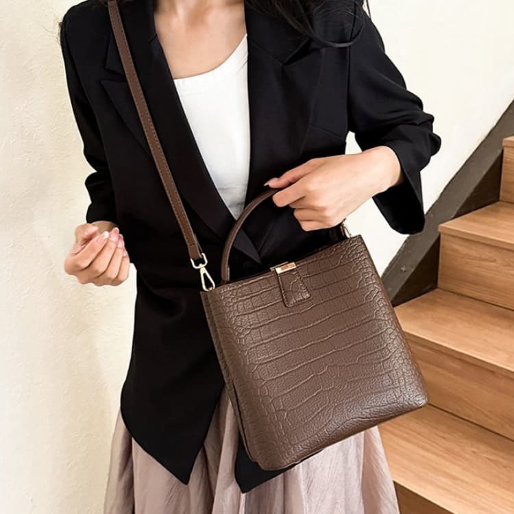 Vintage handheld bucket bag with single-shoulder crossbody women's bag