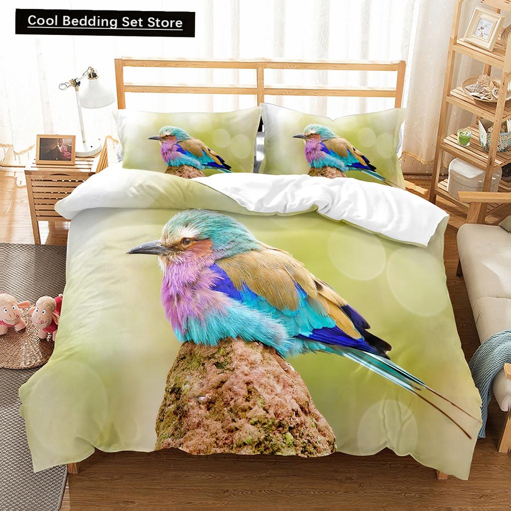 Red Rare Birds King Queen Duvet Cover Tropical Flying Animals Bedding Set Wildlife Quilt Cover 2/3Pcs Polyester Comforter Cover