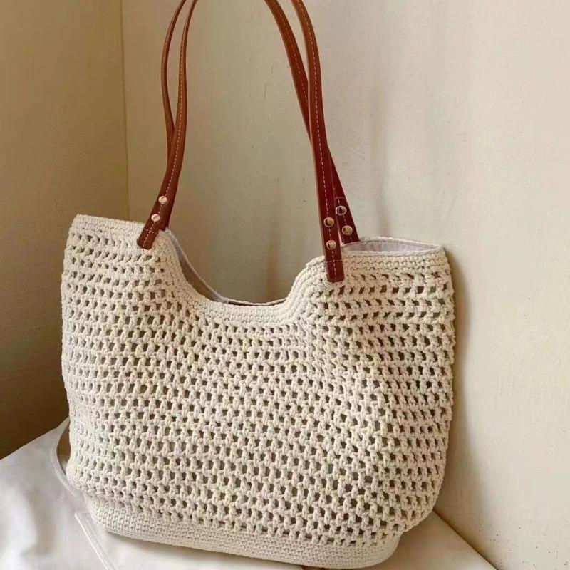 Large capacity straw woven tote bag women's new summer seaside leisure vacation woven beach bag shoulder armpit