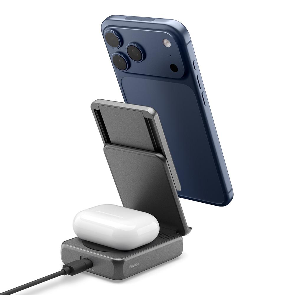 Spigen Temel EF302MOQ Qi2.2 25W 2'si 1 Arada Katlanabilir MagSafe Kablosuz Şarj Standı