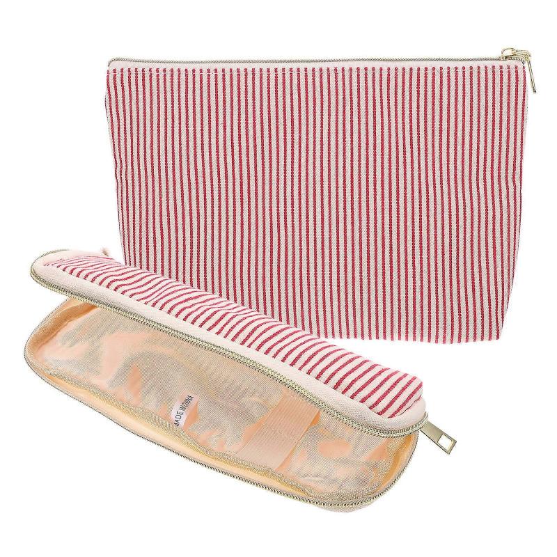 Cosmetic Bag Toiletry Bag Daily Use Organization for Women Girls White Nylon 2Pcs