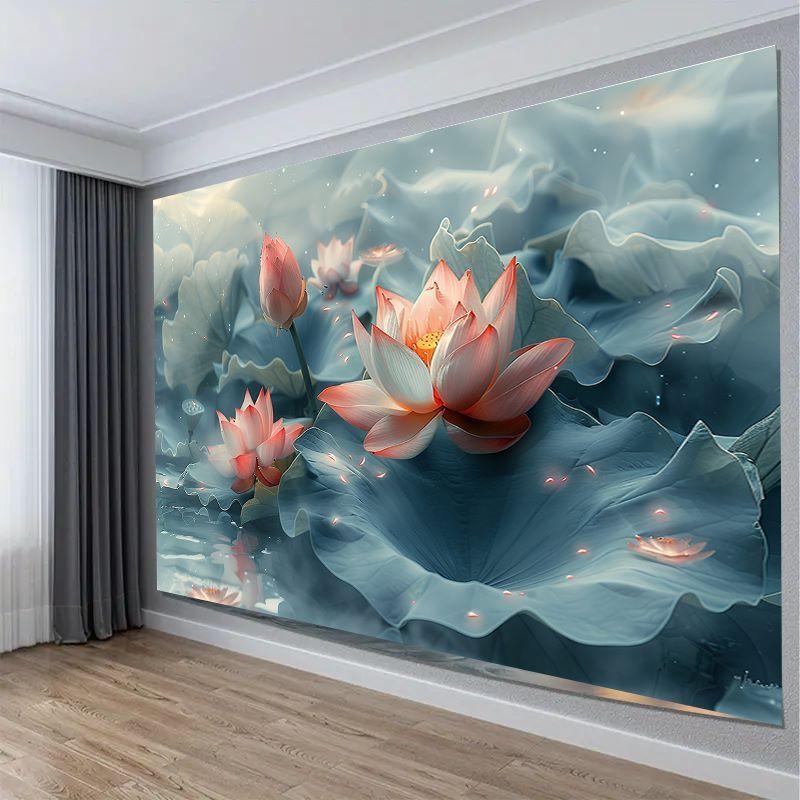 1pc for Lotus Leaf And for Lotus Flower Pattern Tapestry Wall Hanging Tapestries for Bedroom Living Room Backdrop Home Decor