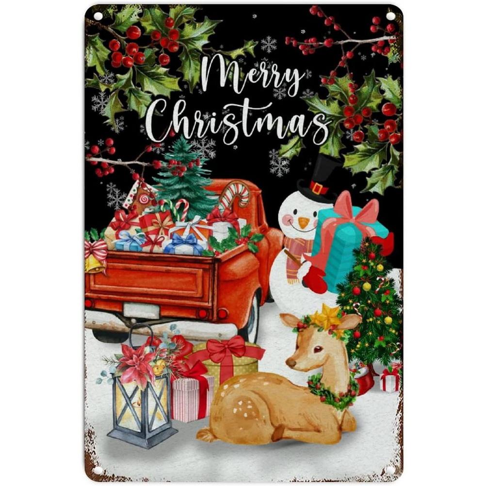 Metal Tin Signs Snow Man Xmas Wall Decoration Plaque Vintage Art Poster Iron Painting for Man Cave Home Cafe Garden Club Bar