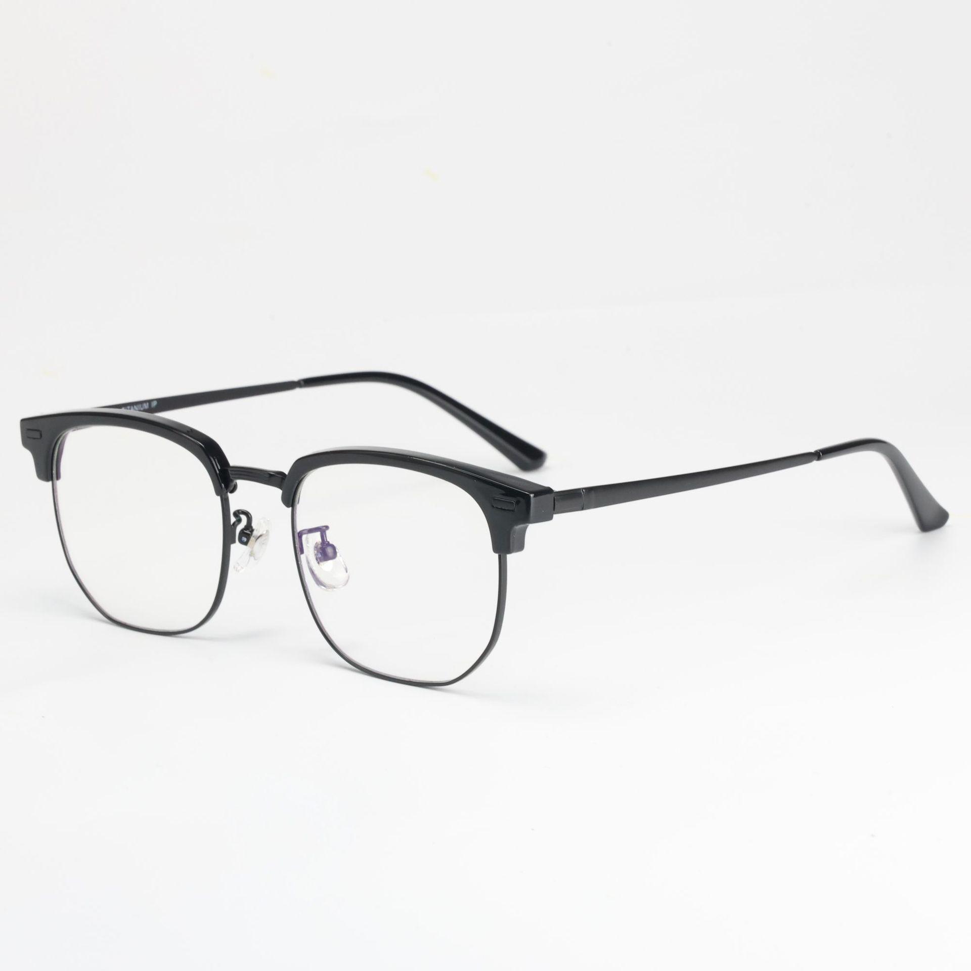 

Men s Black Titanium Browline Semi-Rimless Eyeglass Frame for Myopia – Lightweight and Refined Glasses for Tech-Savvy Style.
