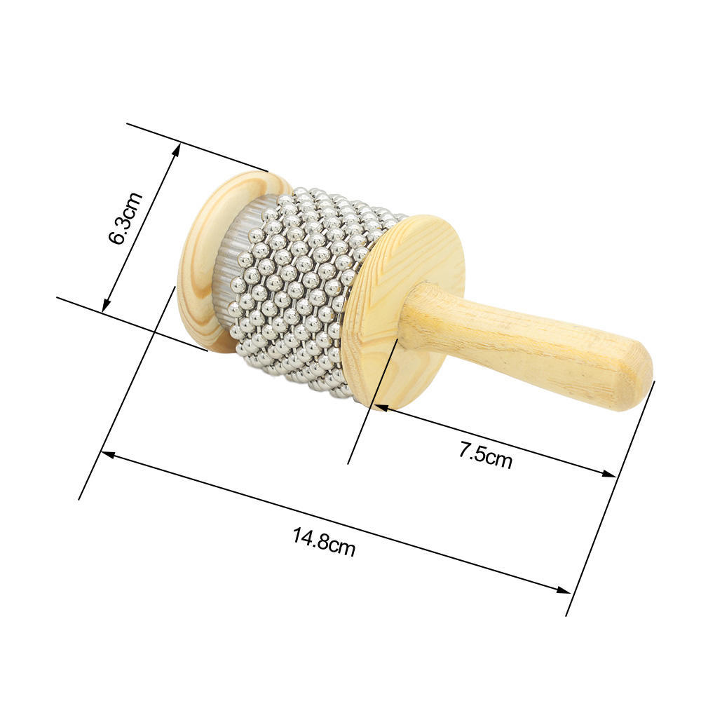 Wooden Handle Cabasa Metal Bead Percussion Instrument Latin Rhythm Shaker Pop Hand Shaker for Music Class Band Kids Adults