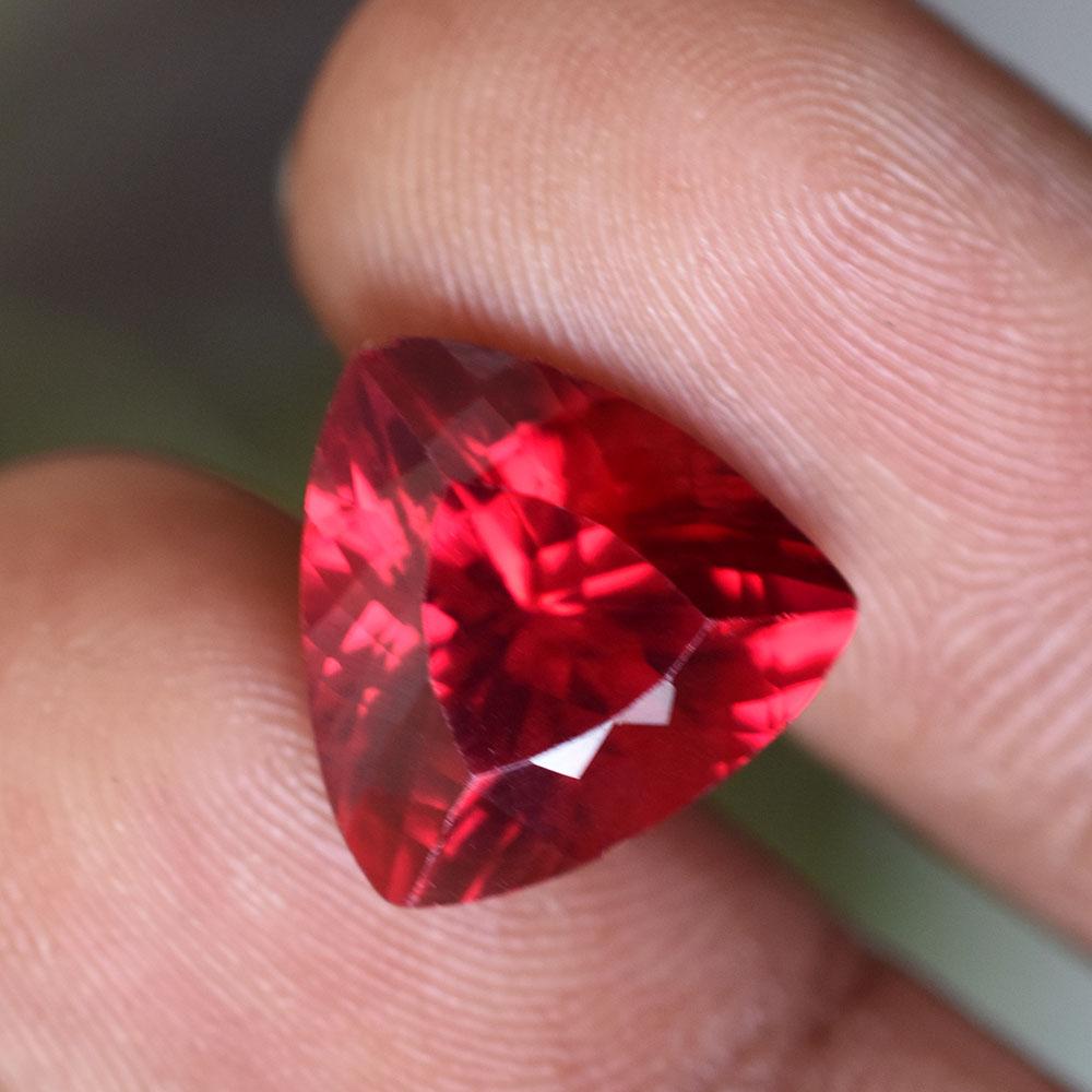 NATURAL Red Ruby CERTIFIED 8 Ct Trillion Shape Loose Gemstone For Anniversary