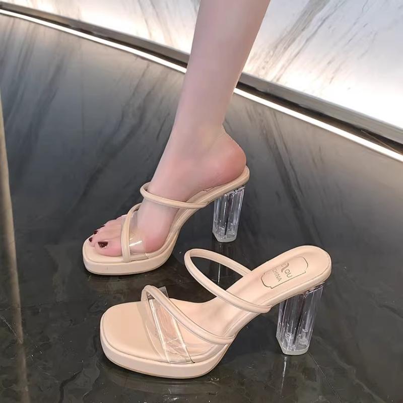 Fashion Summer Women's Sandals Fashion High Heels Sandals Sexy Banquet Party Sandals for Women PVC Jelly Clear Slippers Sandalias Mujer