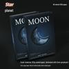 Creative Dark Night Planet Series Moon-Shaped Hollow Notebook – Three-Fold Business Record Book