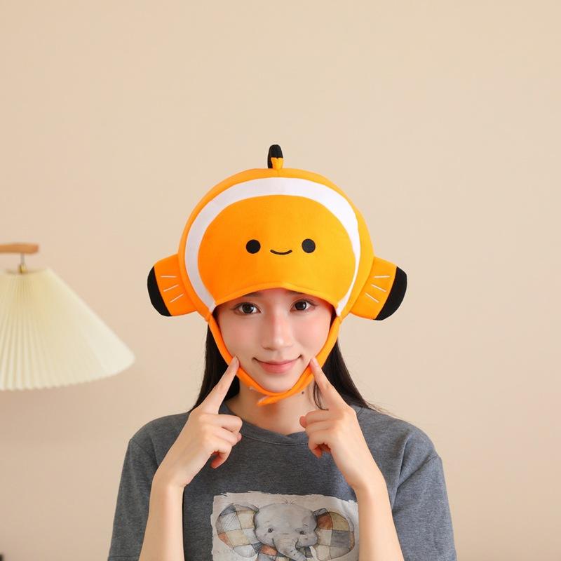 

Хэллоуин морские животные, рыба-клоун, короткие тропические головные уборы, реквизит для фото, мультяшные головные уборы 41 * 20CM strap 14CM0.1kg