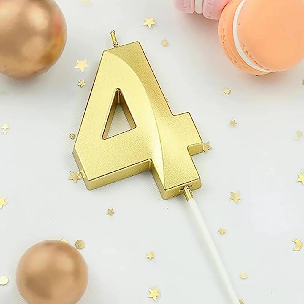 1pc-Birthday Candle Golden Number 0-9 Smoke Free Birthday Cake Insert Party Candle Decoration Anniversary Cake