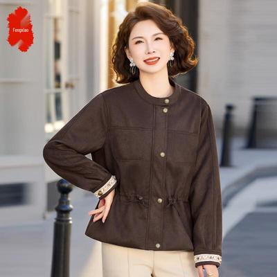 Elegant Mid-Aged Women's Spring Drawstring Jacket