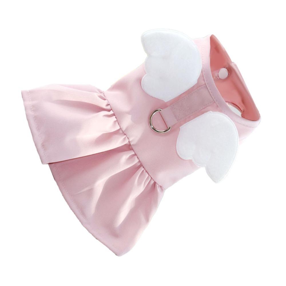 Soft Breathable Fabric Pet Harness Dress Pink Puppy Traction Wear  Street Casual Walk