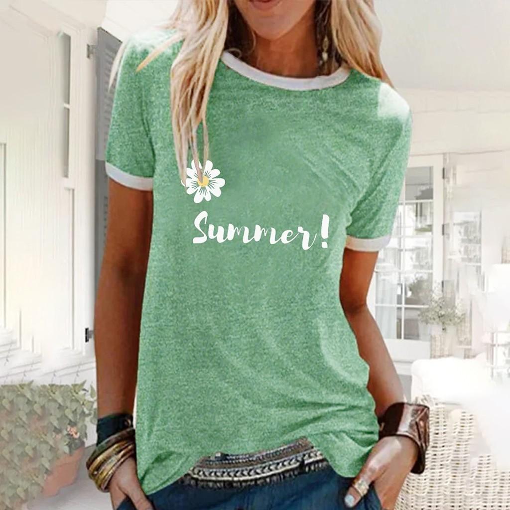 

(SU)Женские летние топы, повседневная тонкая летняя лоскутная блузка с принтом Daisy