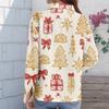 Women's Casual Christmas Print Long Sleeve Cardigan Top for Holiday Festive Wear