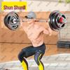 Shunshunni Rubber-Coated Solid Steel Olympic Barbell Set