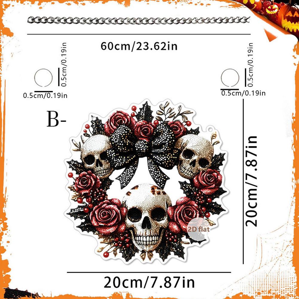 Halloween Door Sign Acrylic 2D Flat Round Sign Decor Halloween Front Door Hanging Wooden Sign Party Supplies for Bedroom Porch