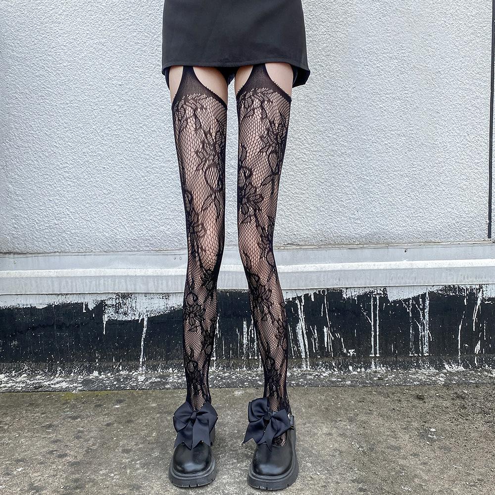 Nowe Damskie Seksowne Rajstopy w Stylu Siatki z Kwiatowym Wzorem Kolorowe Podkolanówki Lingerie Damska Seksowna Ażurowa Siateczkowa Rajstopy