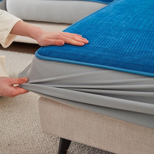 

Эластичный толстый чехол для сиденья дивана из синели, однотонные нескользящие чехлы для диванных подушек, чехол для дивана, полное покрытие для домашних животных Seat cover-60x60cm синий