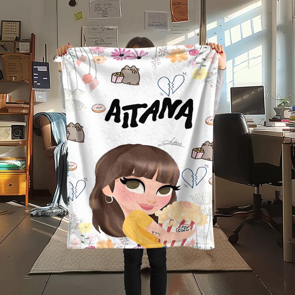 1PC Aitana Print Flannel Blanket, High quality All Seasons, Home Decor, Warmth and Comfort, Perfect for Christmas Gifts