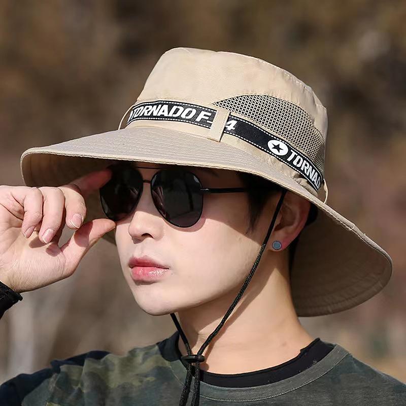 Pánská letní čepice s širokým okrajem, venkovní prodyšná čepice proti UV záření
