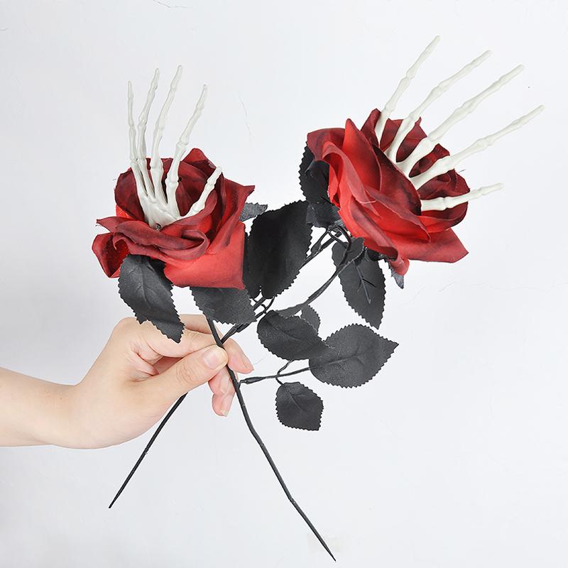 1PC Halloween Decorations Gothic Table Centerpiece Outdoor Decoration Roses with Hand Bones Halloween Multiple Options Available