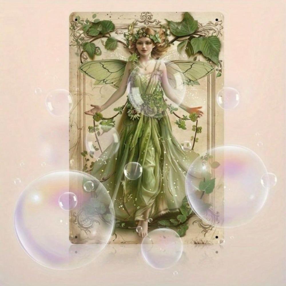 Retro Metal Wall Art Forest Elf 20x30cm Vintage Fantasy Home Decor Picture for Bedroom Living Room