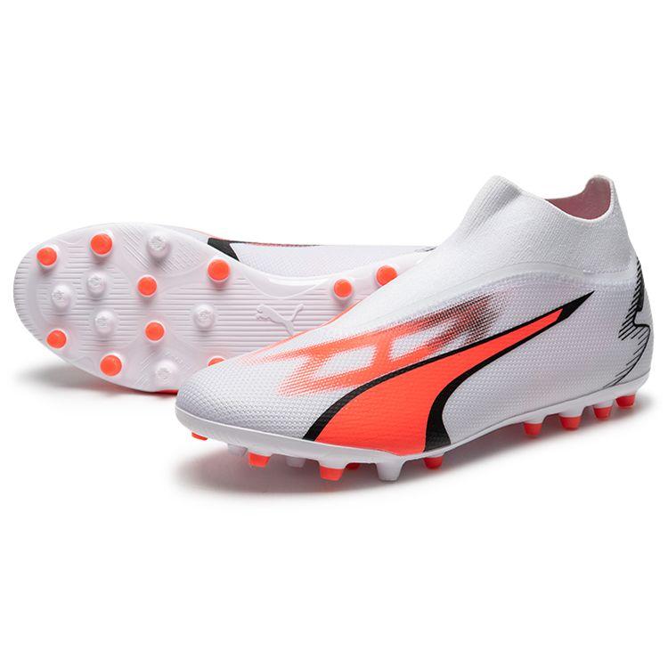 Puma Ultra Match + LL Round Toe Comfortable MG (Rubber Short Stud) Soccer Shoes Men Soccer Shoes White Red Black 107512-01