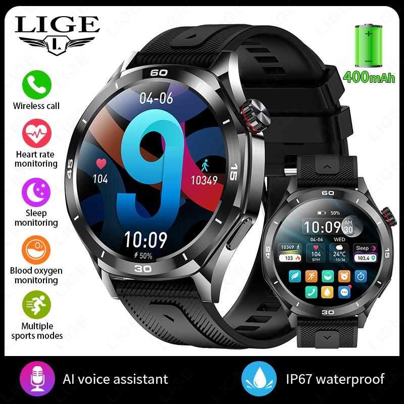 New Smart Watch Men Wireless Call IP67 Waterproof Sport Fitness Watch Voice Assistant Heart Rate Health Monitor Smartwatch