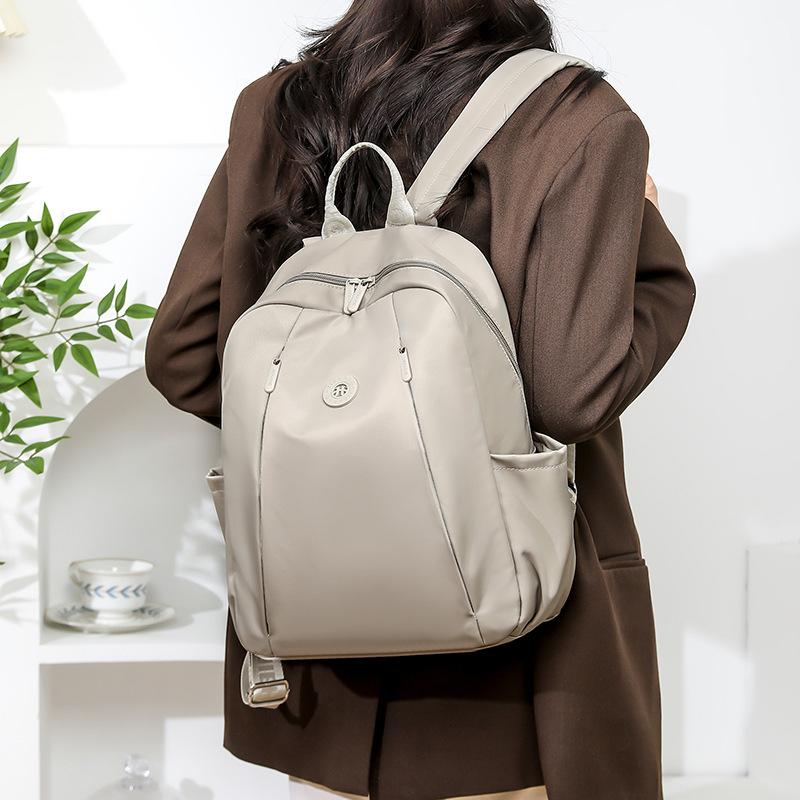 Schoolbag Backpack Women's Solid Color Simple Fashion Trend Versatile Sports Outdoor Bag Light Commuter Large Capacity Leisure Bag